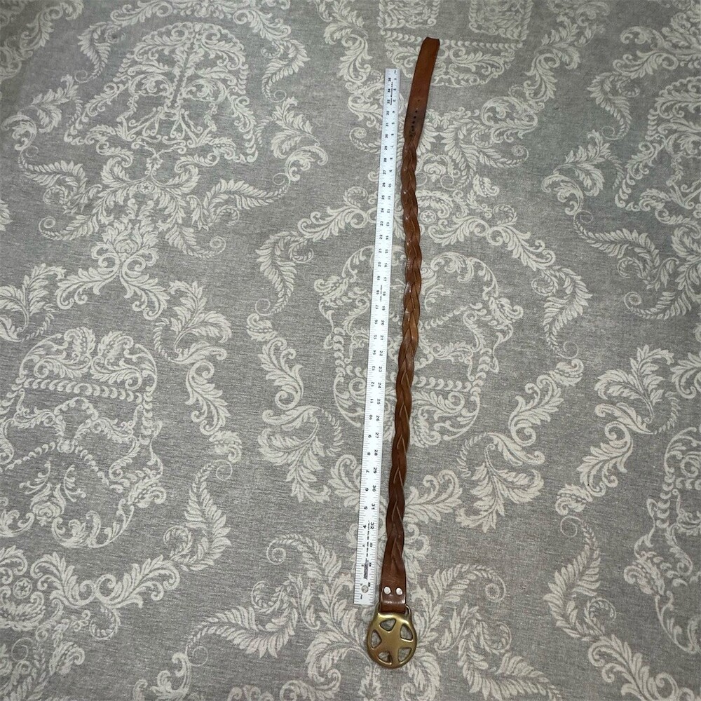 Belt Womens Size M Brown Braided Western Boho Star Concho Buckle - Picture 2 of 4